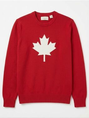 Red Maple Leaf 100% Cotton Women's Crewneck Sweater NWT Size Medium Canada Day